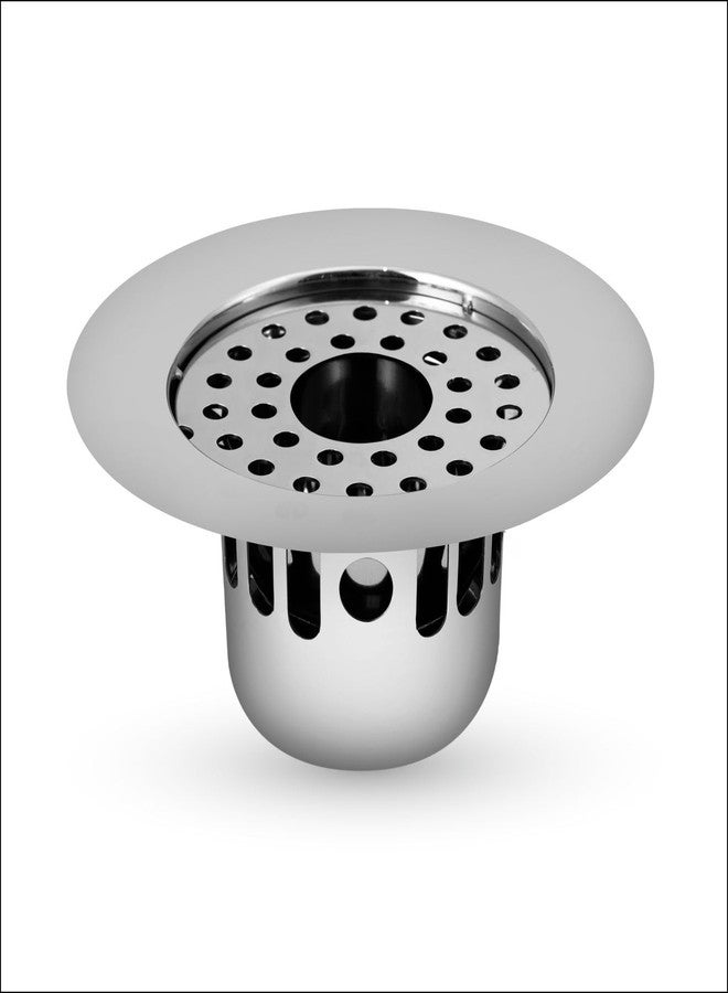 Sanjay Chilly Round SS Floor Drain Cockroach Trap with Pipe Hole 8 Inch for Bathroom 304 Grade Waste Water Drainer in Bathtub Washbasin Sink Toilet & Kitchen Cover Jali (Round Gypsy Silver 8 Inch) - Image 1